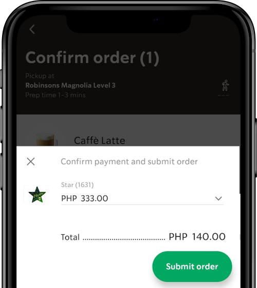 Mobile Order & Pay Screen